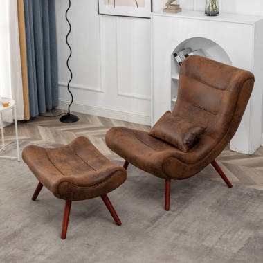 Suede fabric pigeon discount lounge chair & footstool